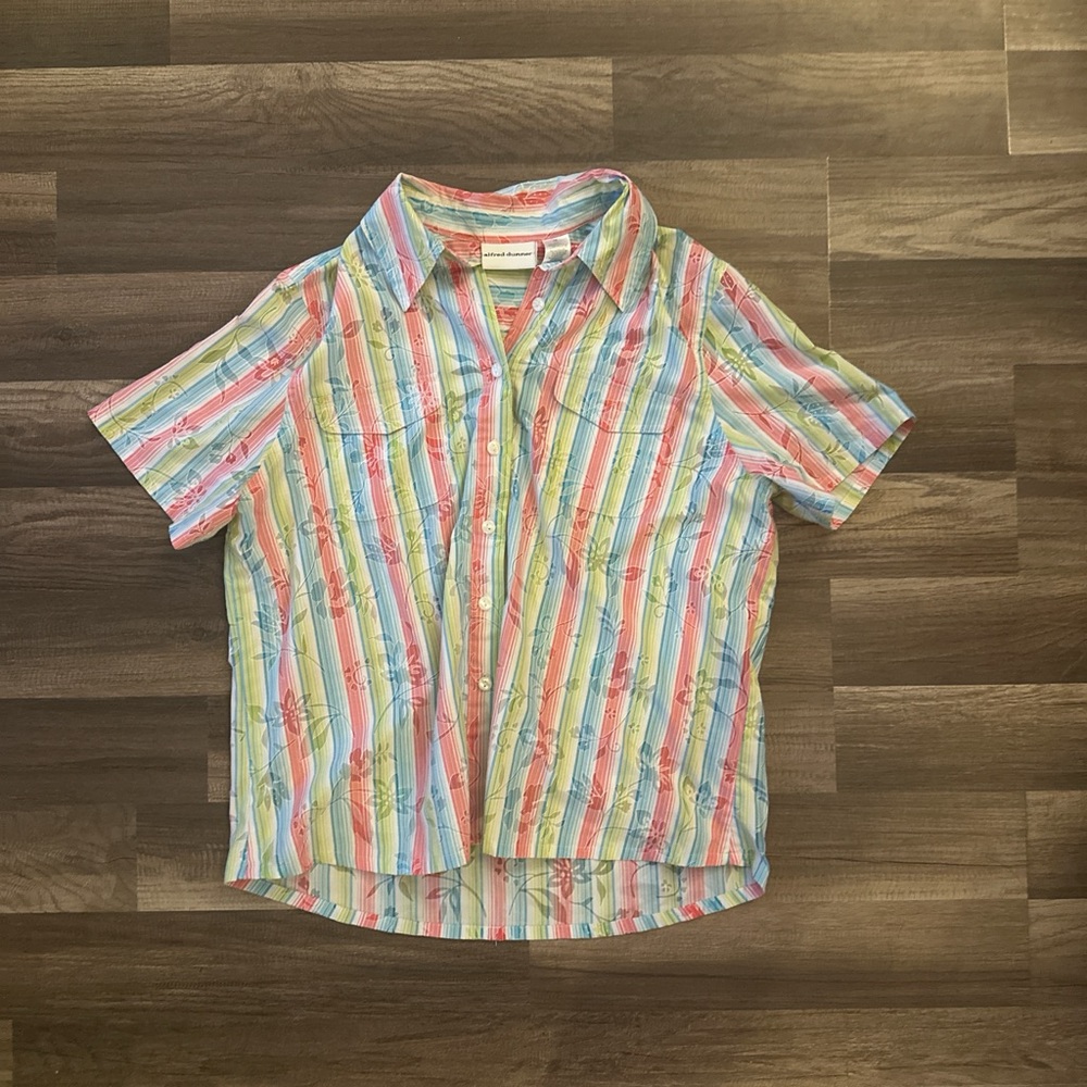 Alfred Dunner Pastel Striped Button Down Shirt‎